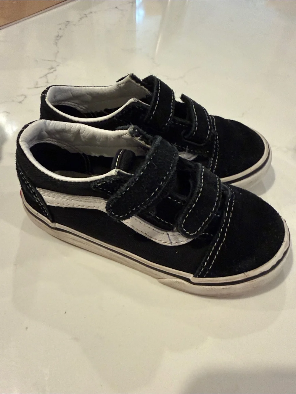 2 pairs Vans Kids Black Sneakers with White Side Stripe size 8.5 & 10
